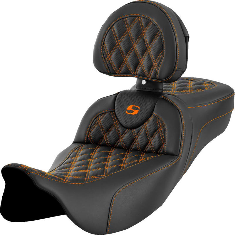 Saddlemen Sedile Roadsofa Extended Reach con cucitura a reticolo per Harley