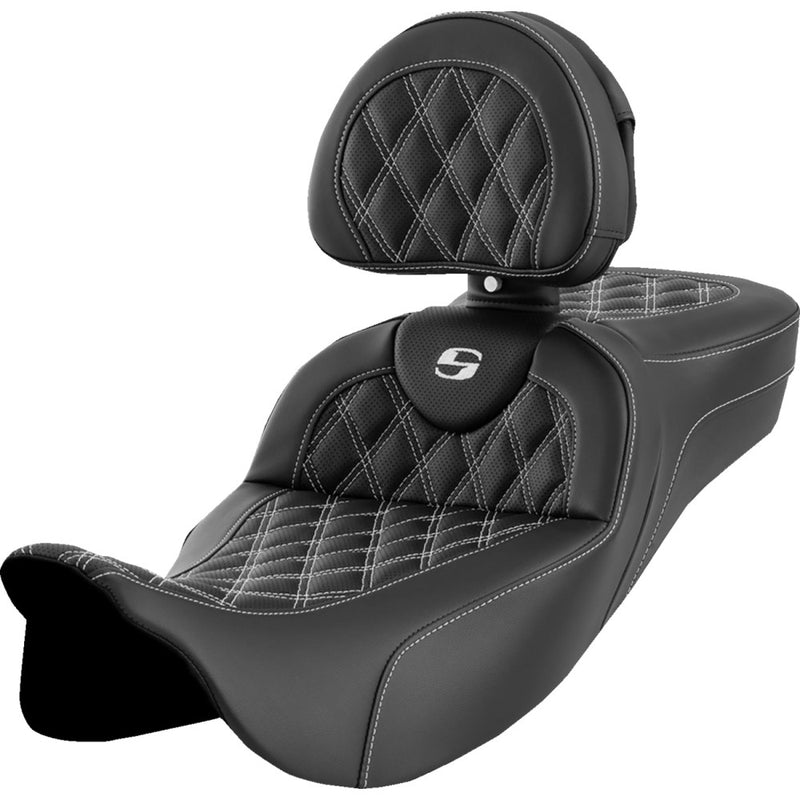 Saddlemen Sedile Roadsofa Extended Reach con cucitura a reticolo per Harley