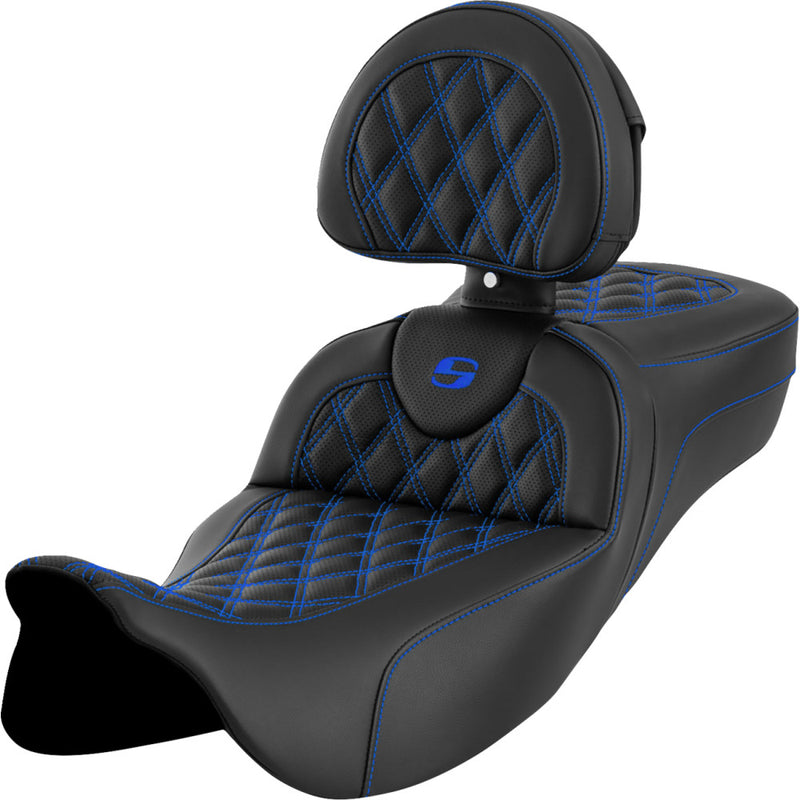 Saddlemen Sedile Roadsofa Extended Reach con cucitura a reticolo per Harley