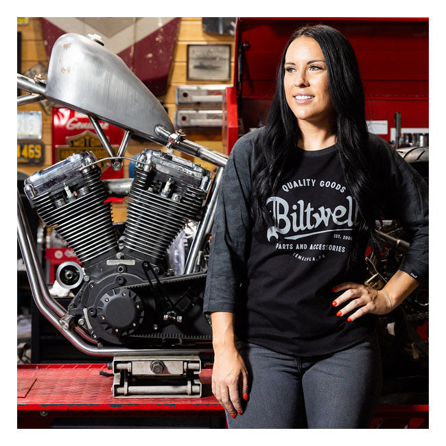 Biltwell Script Baseball a manica lunga da donna