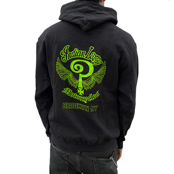 Indian Larry Slime - Felpa con cappuccio con logo verde