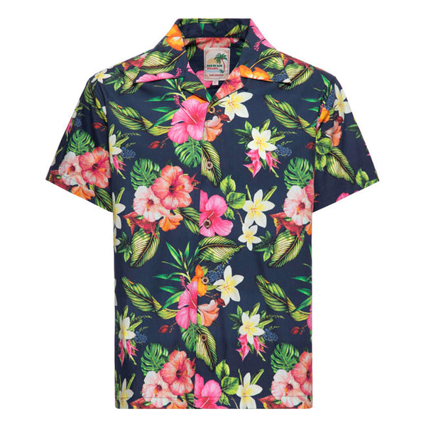 King Kerosin Camicia Tropcial Flowers Hawaii