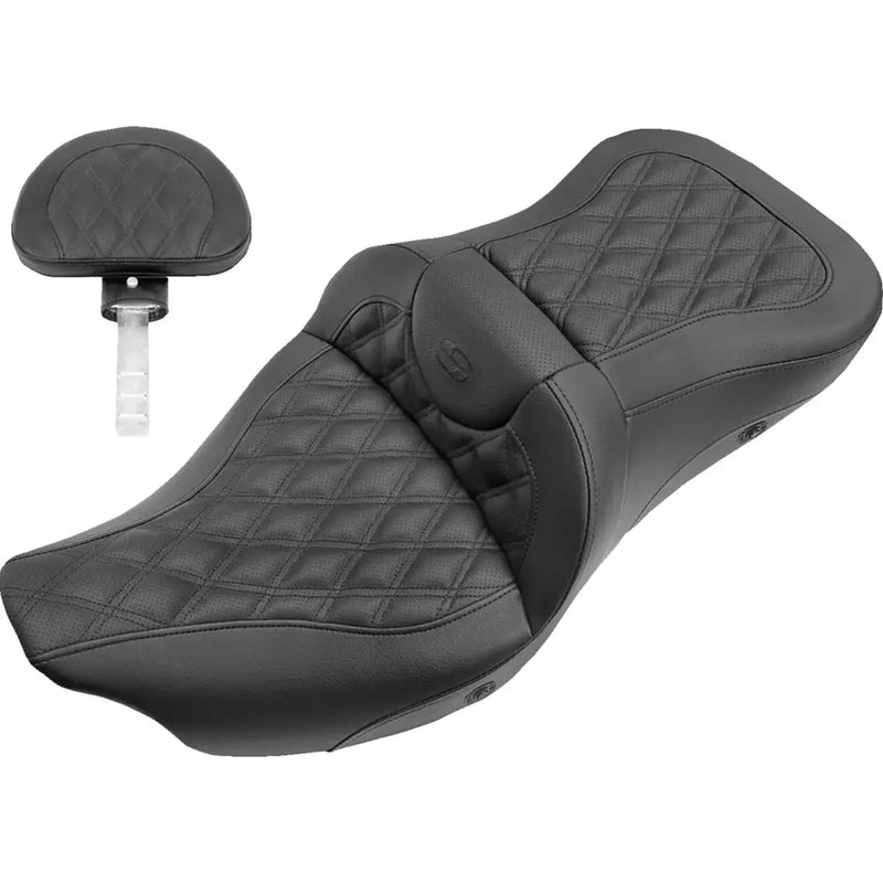 Saddlemen Sedile Roadsofa Extended Reach con cucitura a reticolo per Harley