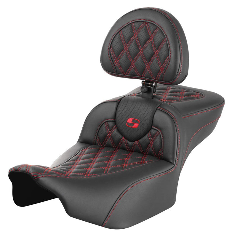 Saddlemen Sedile Roadsofa Extended Reach con cucitura a reticolo per Harley