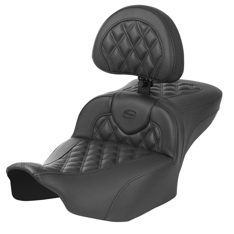 Saddlemen Sedile Roadsofa Extended Reach con cucitura a reticolo per Harley