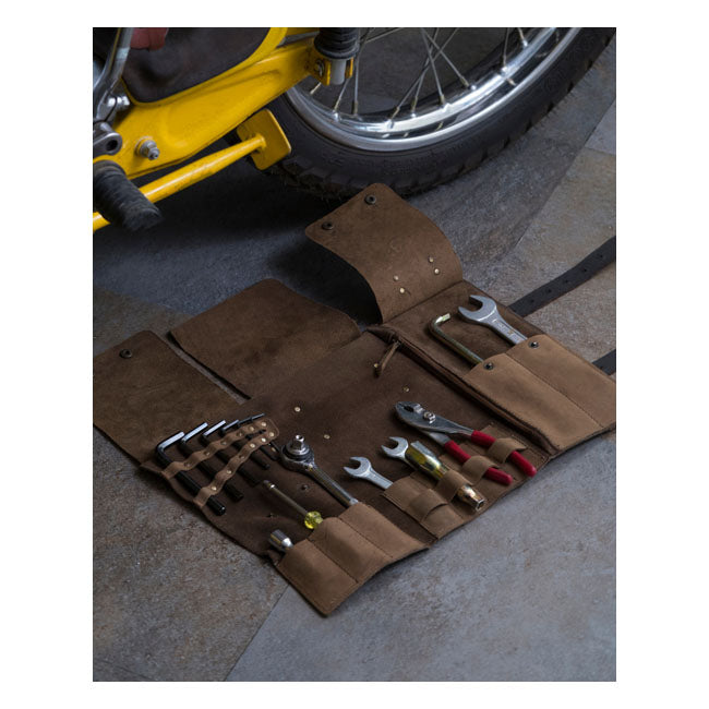 Rotolo porta attrezzi in pelle per moto Trip Machine