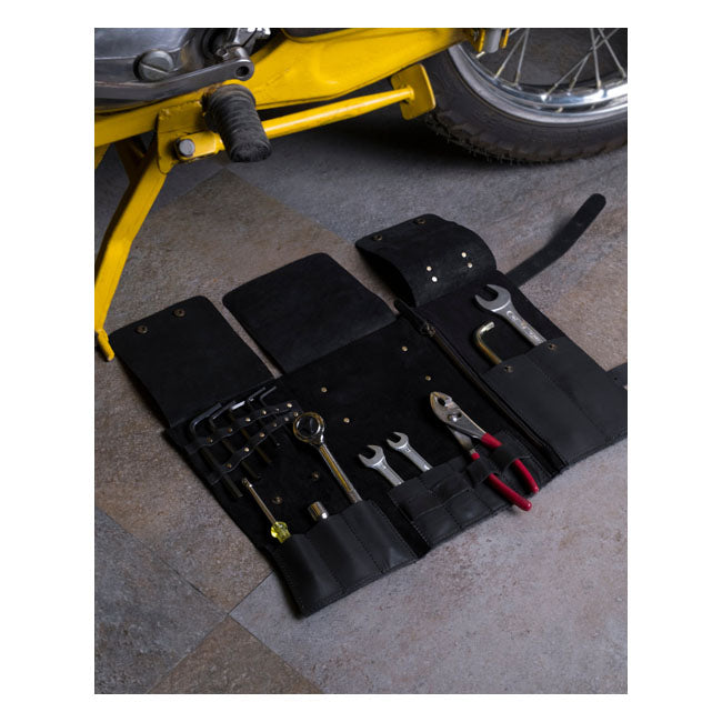 Rotolo porta attrezzi in pelle per moto Trip Machine