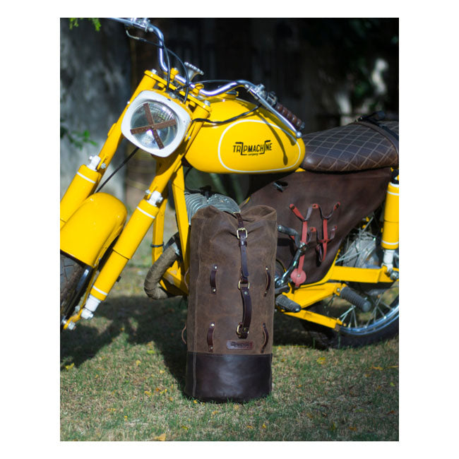 Borsa da viaggio militare vintage in pelle per motociclisti Trip Machine