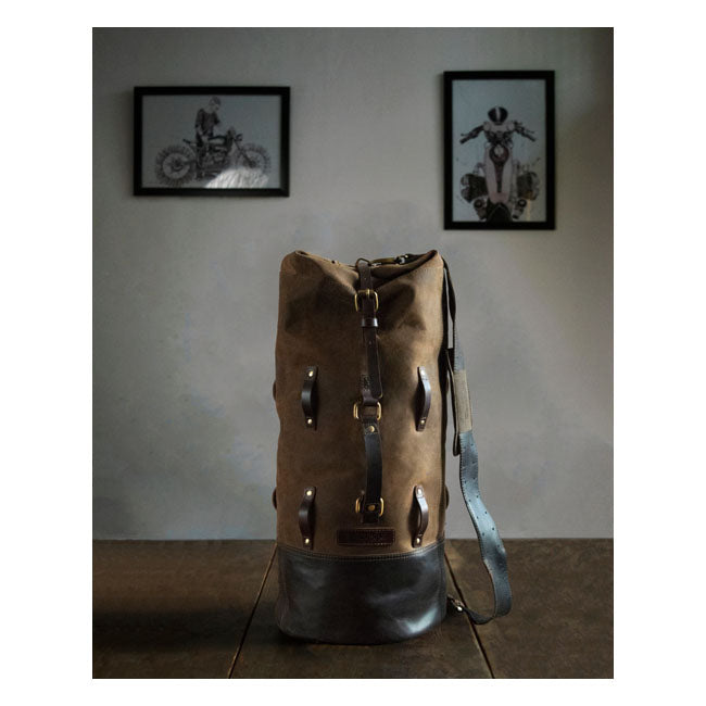Borsa da viaggio militare vintage in pelle per motociclisti Trip Machine