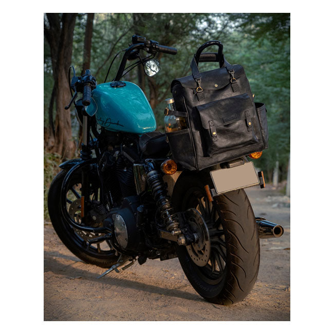 Borsa da moto / zaino Trip Machine Vintage Leather Outlander in pelle vintage