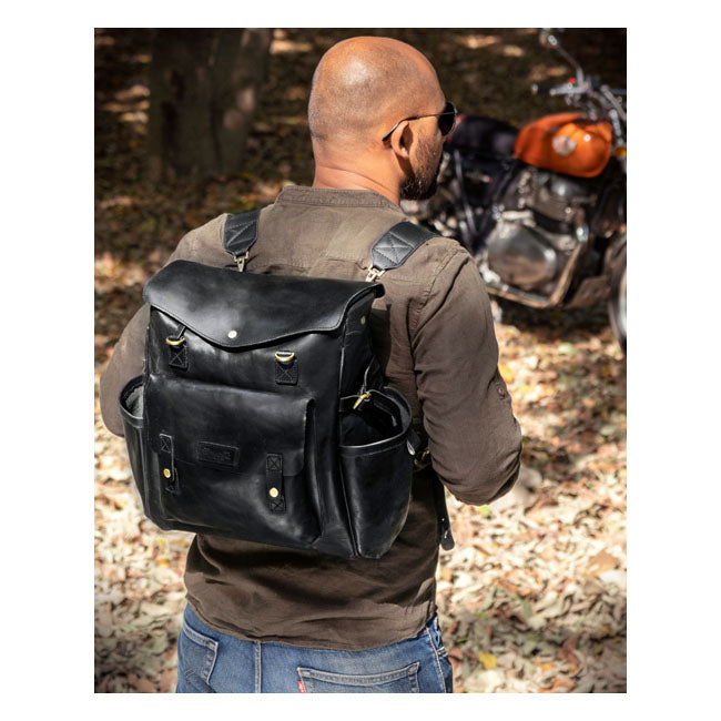 Borsa da moto / zaino Trip Machine Vintage Leather Outlander in pelle vintage
