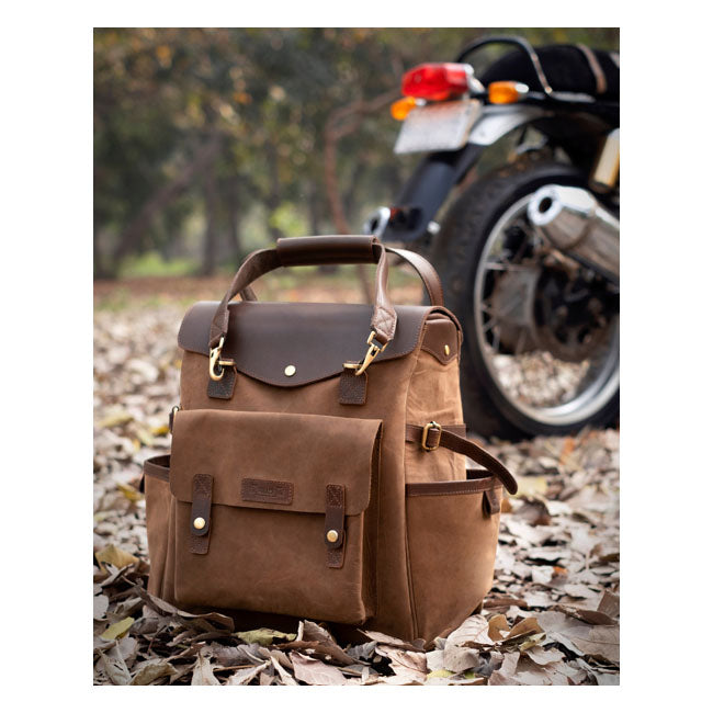 Borsa da moto / zaino Trip Machine Vintage Leather Outlander in pelle vintage