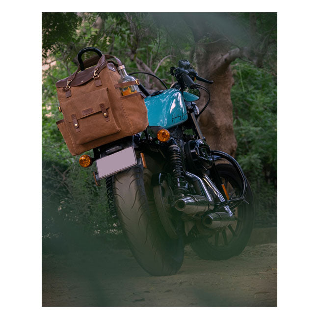Borsa da moto / zaino Trip Machine Vintage Leather Outlander in pelle vintage