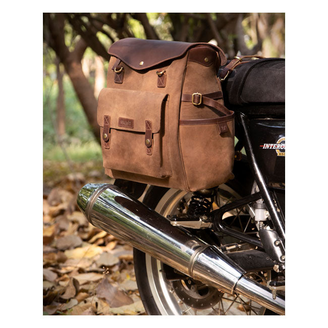 Borsa da moto / zaino Trip Machine Vintage Leather Outlander in pelle vintage