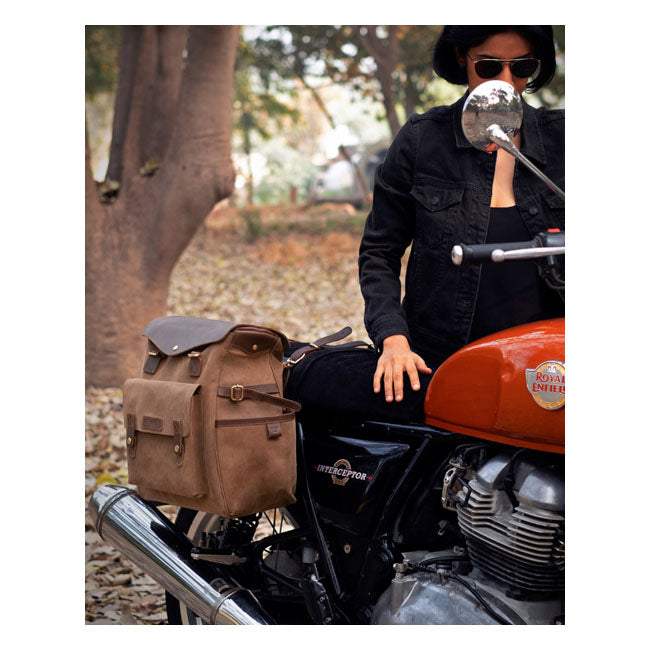 Borsa da moto / zaino Trip Machine Vintage Leather Outlander in pelle vintage