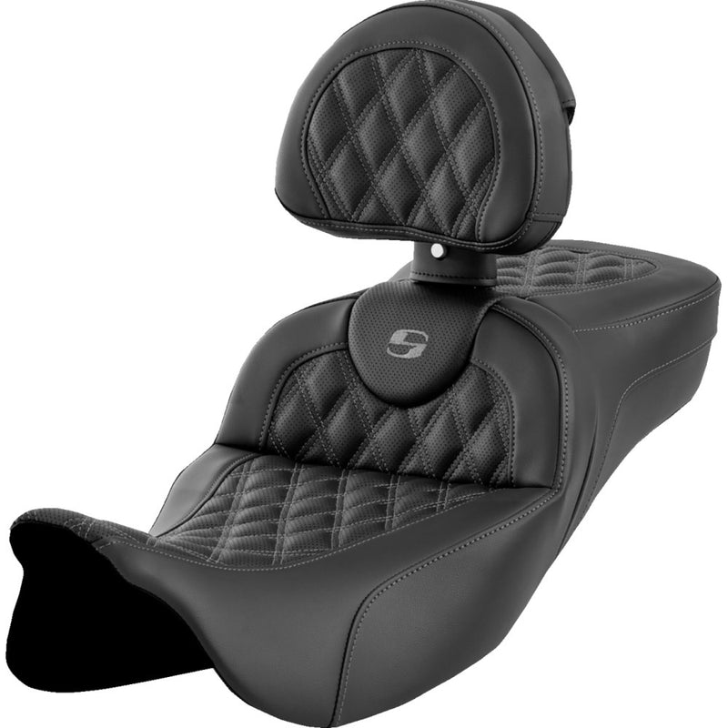 Saddlemen Sedile Roadsofa Extended Reach con cucitura a reticolo per Harley