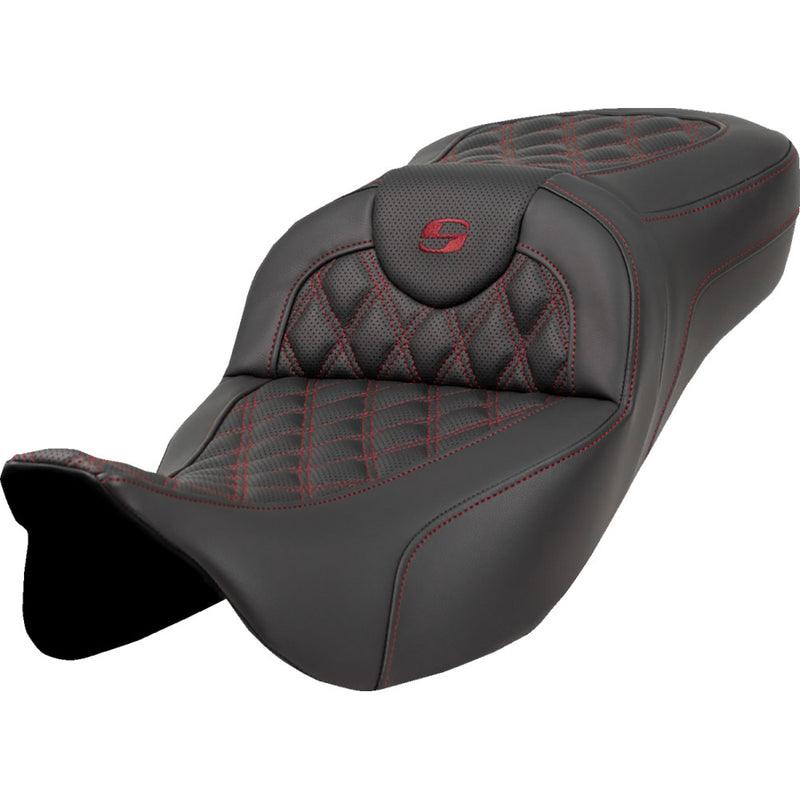 Saddlemen Sedile Roadsofa Extended Reach con cucitura a reticolo per Harley