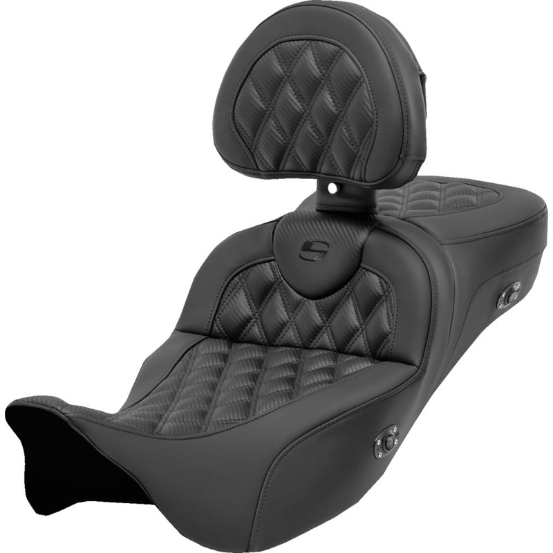 Saddlemen Sedile Roadsofa Extended Reach con cucitura a reticolo per Harley