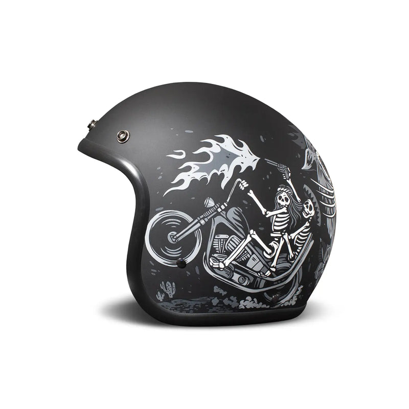 DMD Casco da moto aperto con grafica retrò