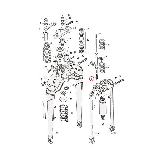 Acorn Nut Lower Spring Rod FXST 88-06; FLSTS 97-09