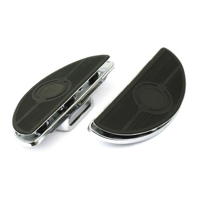 Adjustable Oval Floorboard Kit for Harley 84-16 FXST Softails (excl. FLST models), 80-86 FXWG; 93-99 Dyna Wide Glide models / With rubber dampers