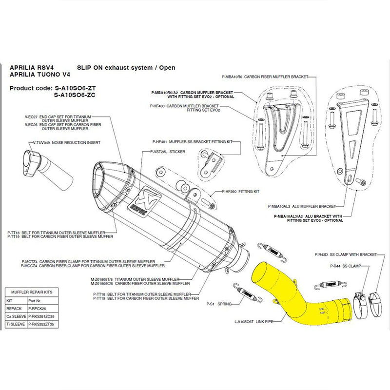 Akrapovic Replacement Link Pipe L-A10SO6T