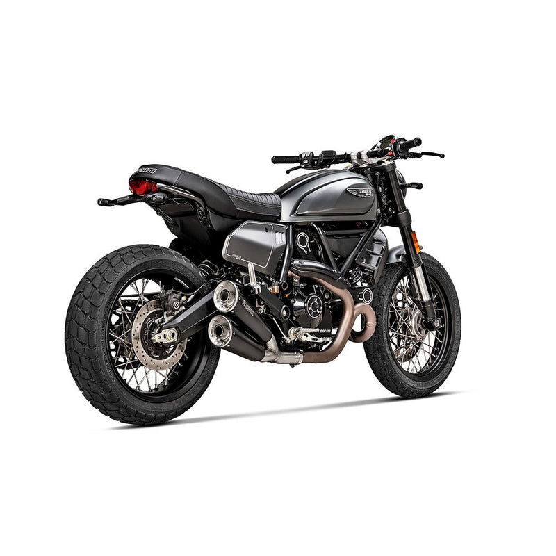 Akrapovic Slip-On Series Muffler for Ducati 21-22 Scrambler Urban Motard / Nightshift / Icon / Icon Dark (Dual stainless mufflers with stainless end caps) (S-D8SO6-ISSSBL)