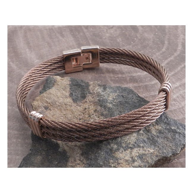 Amigaz 3 Row Steel Rust Bangle