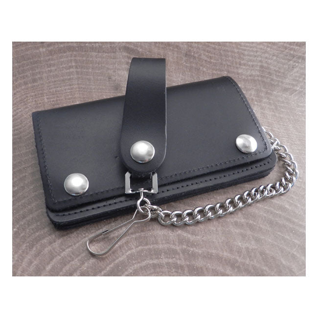 Amigaz Black Leather Zipper Biker Chain Wallet