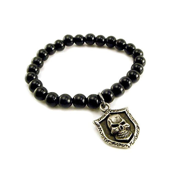 Amigaz Glass Bead Bracelet Skull Shield