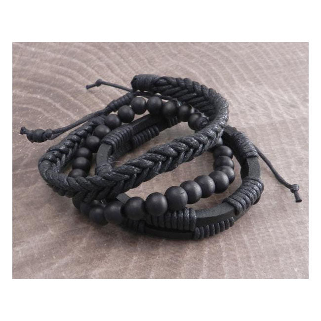 Amigaz Rope Sliders & Wood Bead Bracelet Black