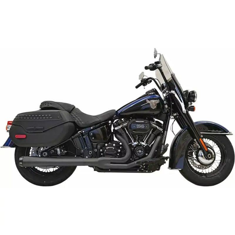 Bassani Road Rage Long Megaphone 2-into-1 Exhaust System for Harley 18-24 Softail FLDE Deluxe / Heritage Classic FLHC/S / Black  - Customhoj