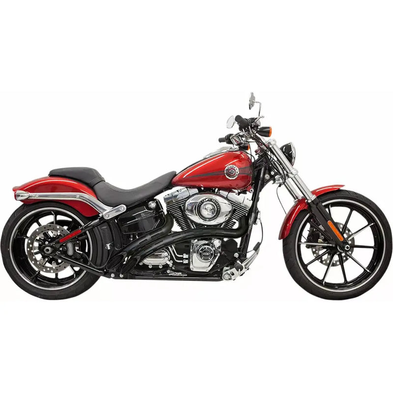Bassani Sweeper Radial Exhaust System for Harley 86-17 Softail / Black with black slotted heat shields  - Customhoj