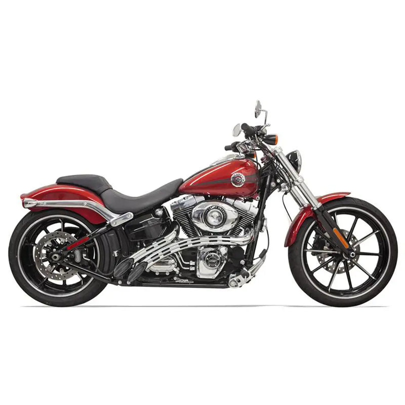 Bassani Sweeper Radial Exhaust System for Harley 86-17 Softail / Black with chrome slotted heat shields  - Customhoj