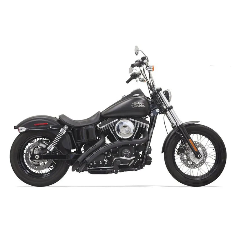 Bassani Sweeper Radial Exhaust System for Harley 91-17 Dyna / Black with black slotted heat shields  - Customhoj