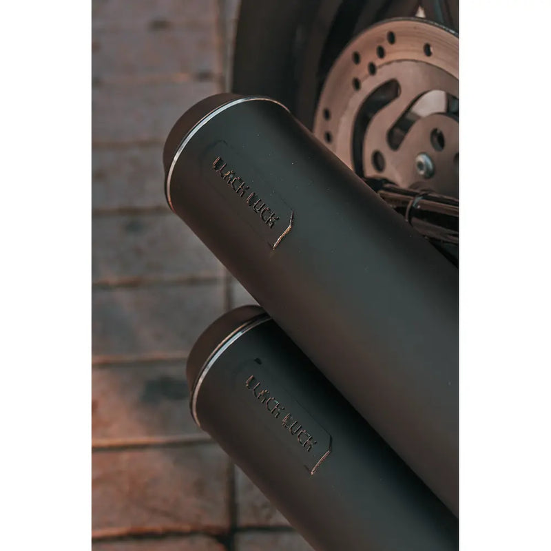 Black Duck Bombardier EC Euro Approved Slip-On Mufflers for Harley  - Customhoj