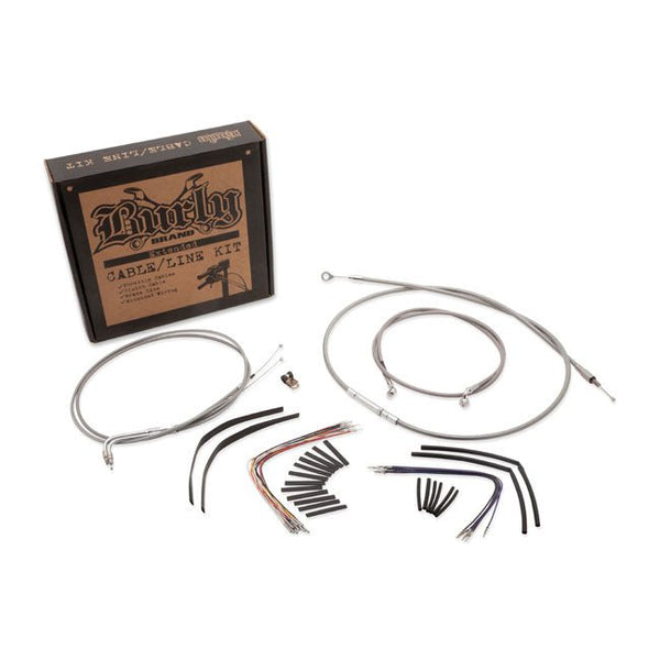 Burly Apehanger Cable/Line Kit for Softail 00 - 06 FLST/C/F/N Braided Stainless Steel 14" - Customhoj
