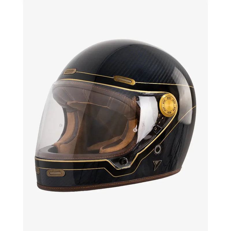 By City Roadster III Carbon Integral Motorcycle Helmet Carbon Golden Blue / XS (53-54cm)  - Customhoj