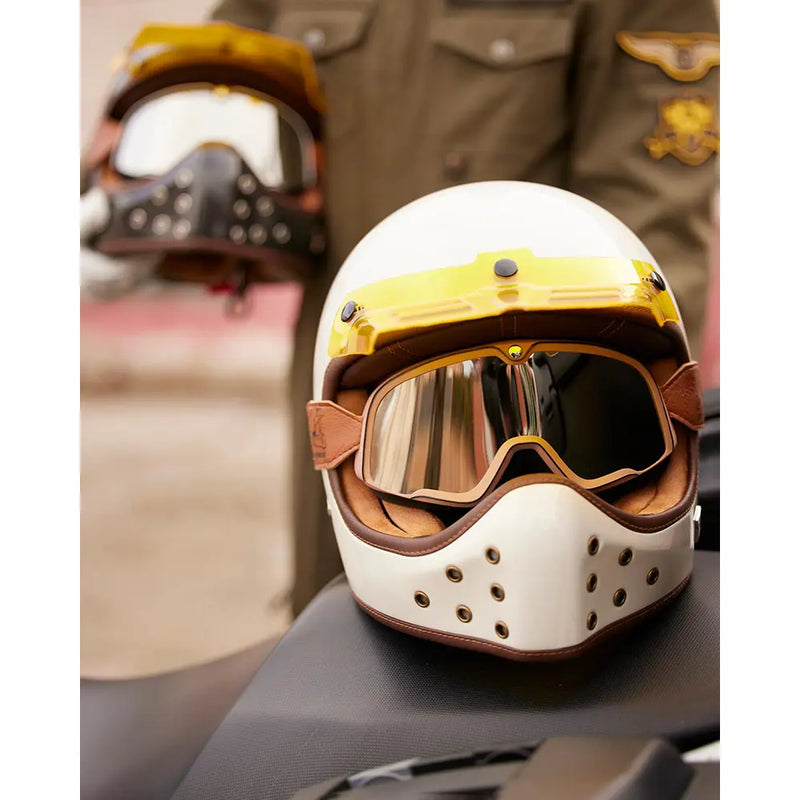 By City The Rock Retro Motocross Motorcycle Helmet  - Customhoj