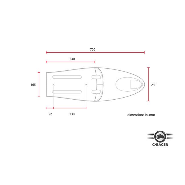 C-Racer Universal Long Classic B Seat Black