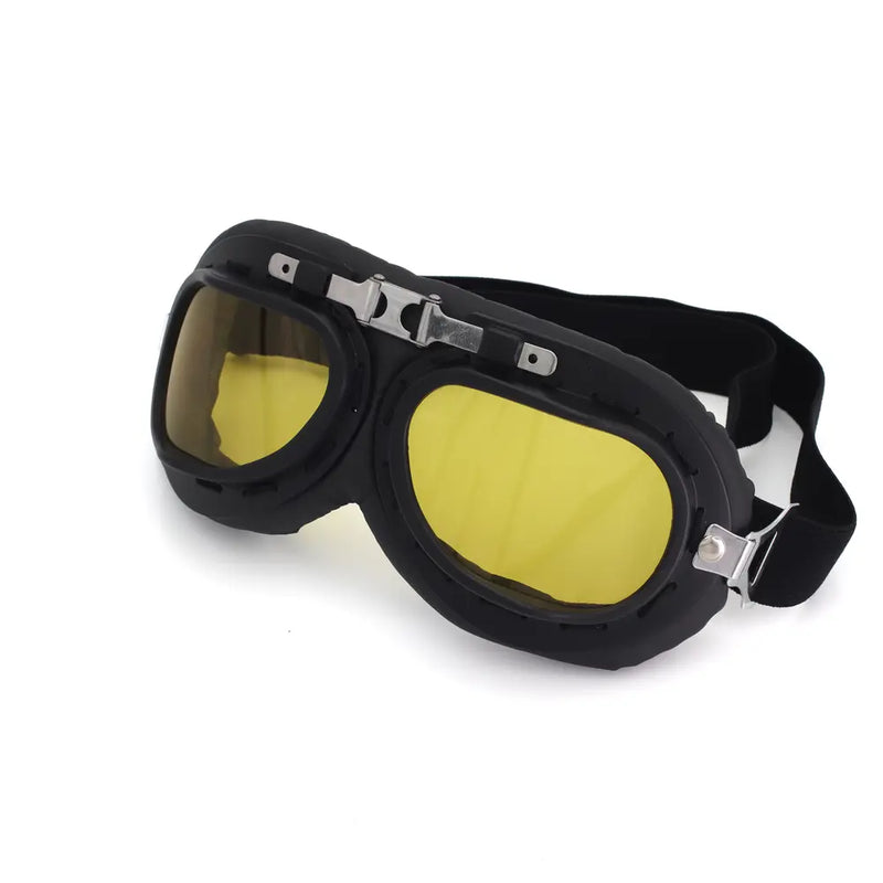 Cavalero Custom Classic Vintage Motorcycle Goggles Black / Yellow