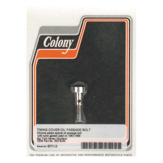 Colony Cam Cover Oil Passage Bolt for Harley Chrome / 63-69 Big Twin