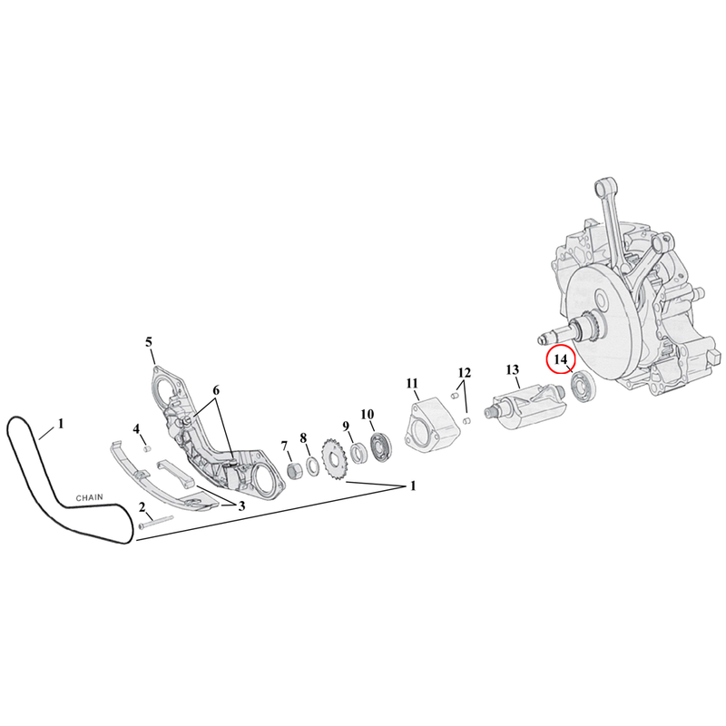 Crankcase Balancer Parts Diagram Exploded View for Harley Twin Cam Softail 14) 07-17 TCB. Inner bearing, balancers. Replaces OEM: 8992A