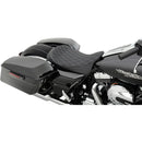 Drag Specialties EZ-ON Low Profile Solo Seat for Harley 08-25 Touring (excl. 23-25 CVO; 24-25 Road Glide / Street Glide) / Diamond Black / Silver  - Customhoj