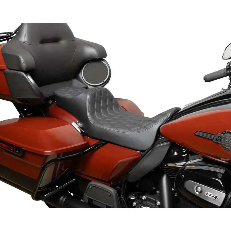 Drag Specialties Predator III 2-Up Extended Reach Seat for Harley 08-25 Touring (excl. 23-25 CVO; 24-25 Road Glide / Street Glide) / Diamond Black  - Customhoj