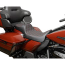 Drag Specialties Predator III 2-Up Extended Reach Seat for Harley 08-25 Touring (excl. 23-25 CVO; 24-25 Road Glide / Street Glide) / Diamond Black / Red  - Customhoj