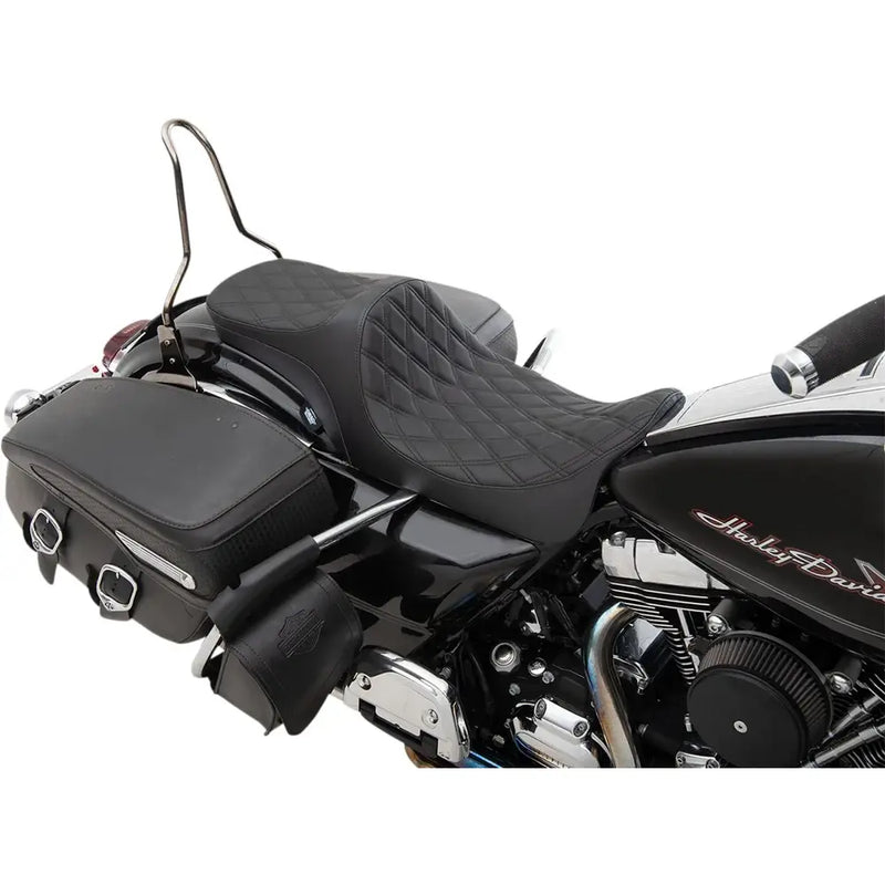 Drag Specialties Predator III 2-Up Seat for Harley 08-25 Touring (excl. 23-25 CVO; 24-25 Road Glide / Street Glide) / Diamond Black  - Customhoj
