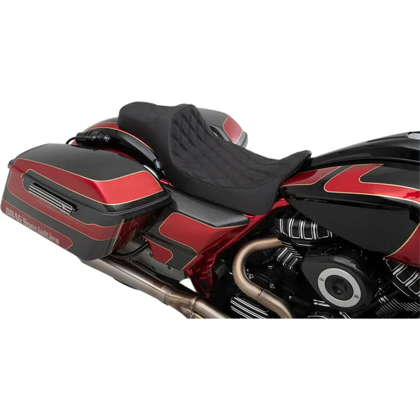 Drag Specialties Predator III Extended Reach Seat for Harley 08-25 Touring (excl. 23-25 CVO; 24-25 Road Glide / Street Glide) / Diamond Black  - Customhoj