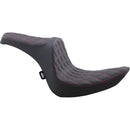 Drag Specialties Predator III Seat for Harley 07-17 Softail Fat Boy / Diamond Black / Red  - Customhoj