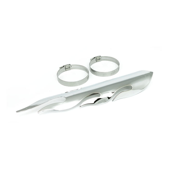 Flamed Universal Motorcycle Exhaust Heat Shield Chrome / 12" (30.4cm)  - Customhoj